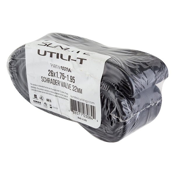 Sunlite Utili-T Standard Schrader Valve Tubes 26x1.75-1.95 SV 32mm 0d Smooth Removable 39mm 0.9mm