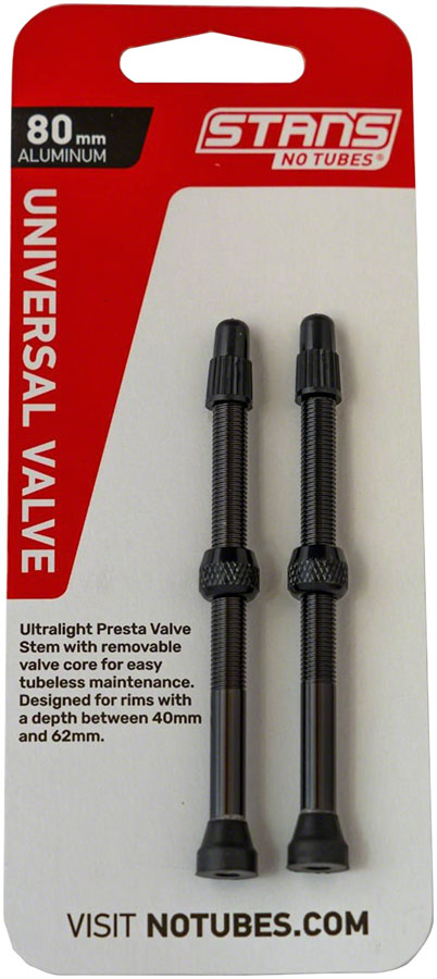 Stans NoTubes Alloy Valve Stems - 80mm Pair Black